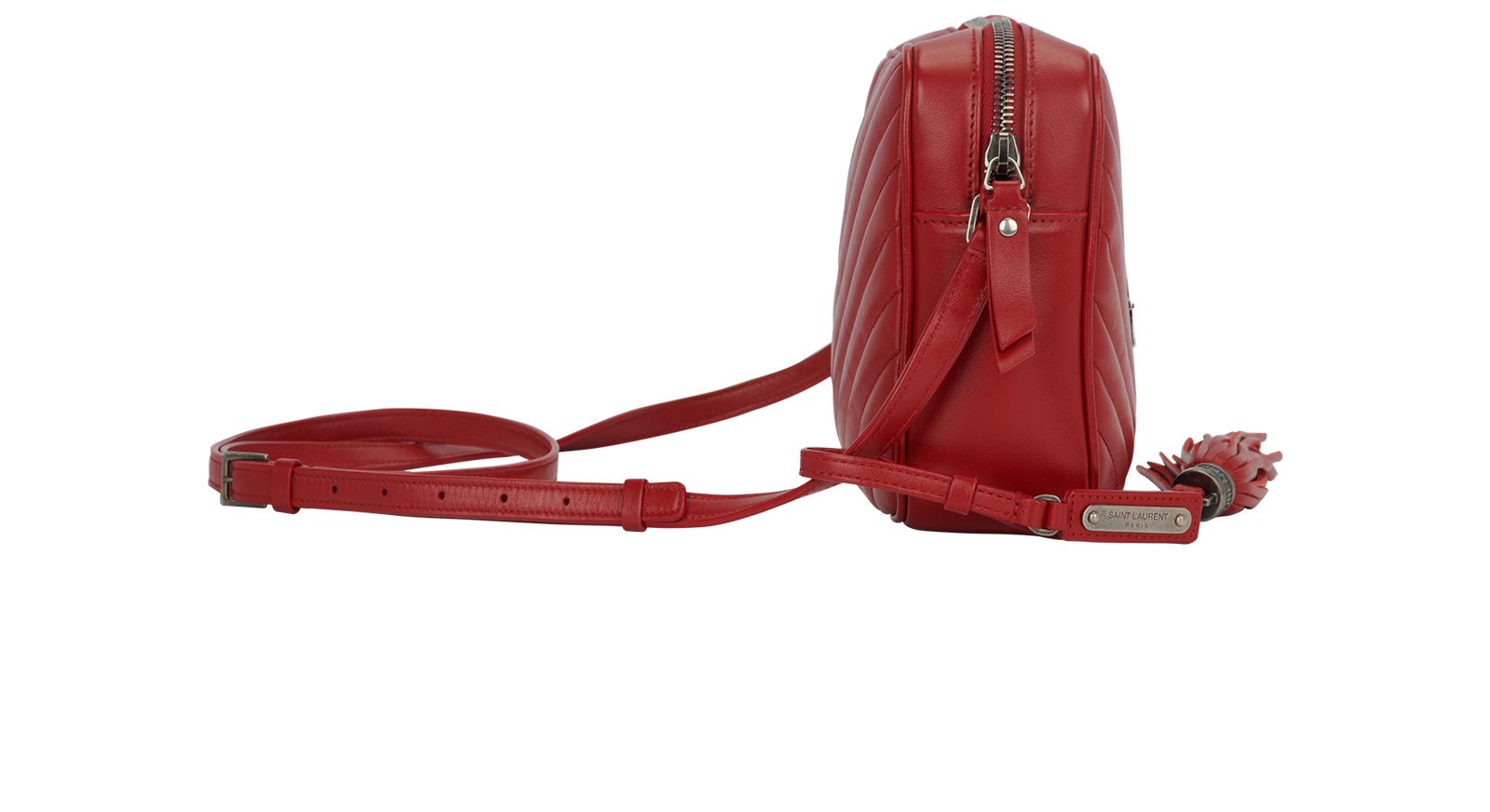 Lou Tassel Camera Bag, &pound;720, Handbags, Red, Leather, Side view